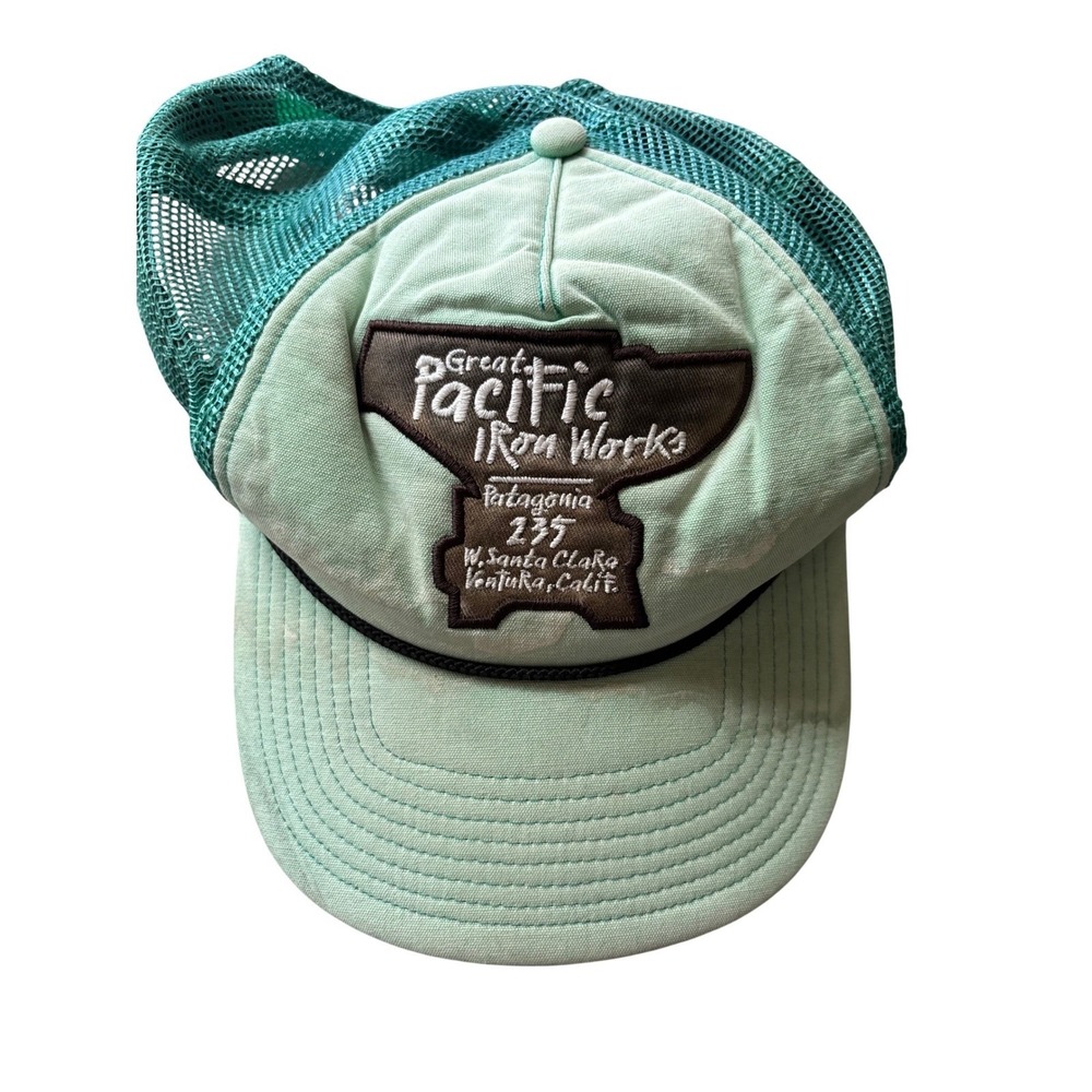 Patagonia Great Pacific Iron Works Trucker Hat Mens Green Anvil Patch Snapback